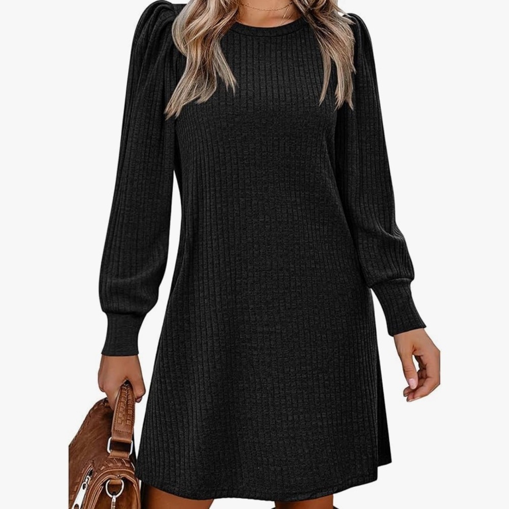NWT Zeagoo Womens Sweater Casual Knitted Puff Long Sleeve Tunic Dress